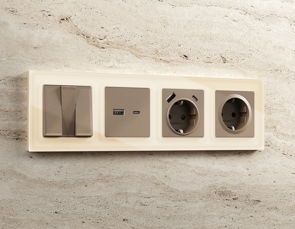 AP6360 Лицевая панель ALFA (Темная бронза матовый) для электрической розетки с/з QUANT