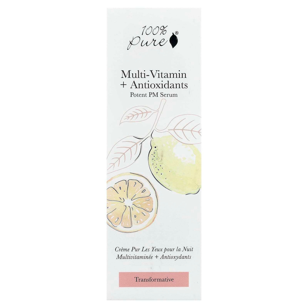 100% PURE, Сыворотка с мультивитаминами и антиоксидантами, мощная сыворотка, 30 мл (1 жидк. Унция)