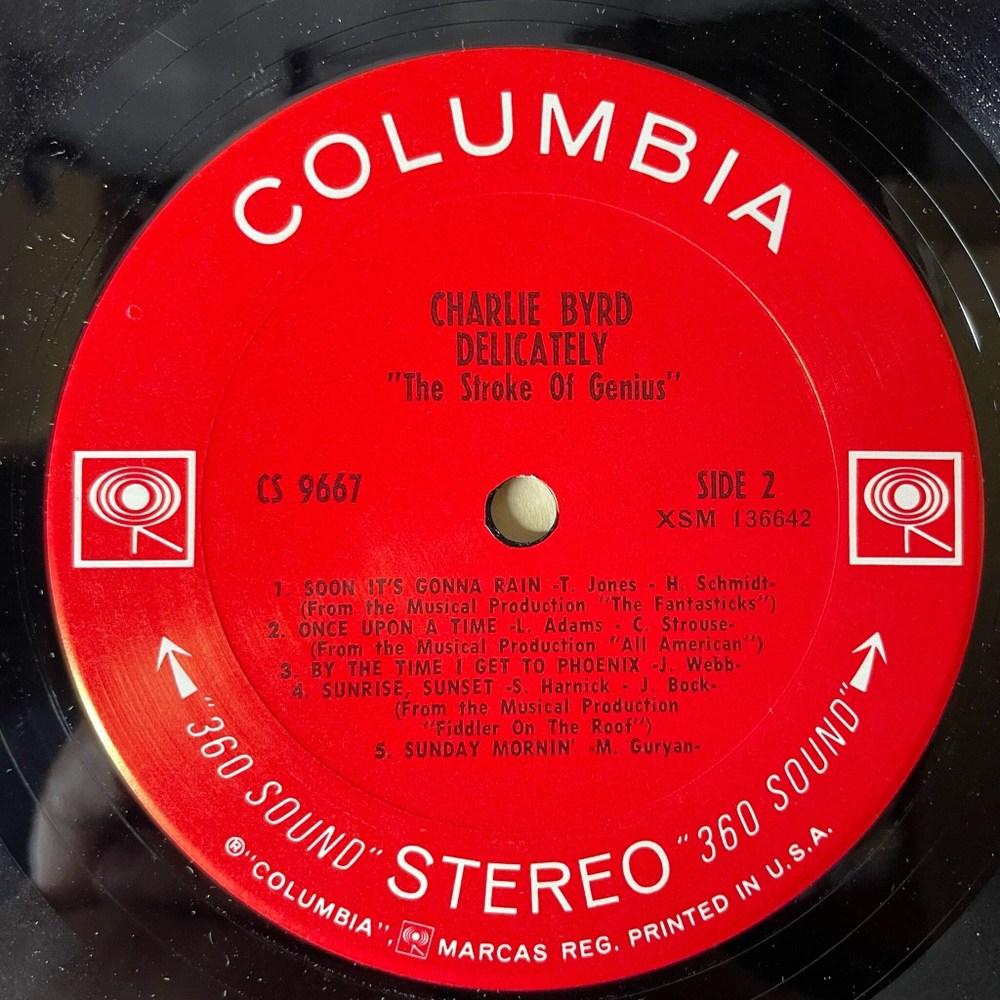 Винтажная виниловая пластинка LP Charlie Byrd Delicately (USA 1968)