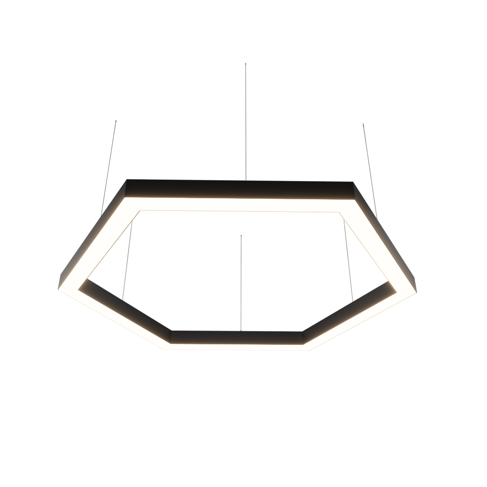Светильник LED шестиугольный Hexa 342W D3080мм 5000К черный подвесной IP40