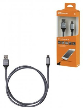 Дата-кабель, ДК 10, USB - micro USB, 1 м, тканевая оплетка, серый, TDM SQ1810-0310