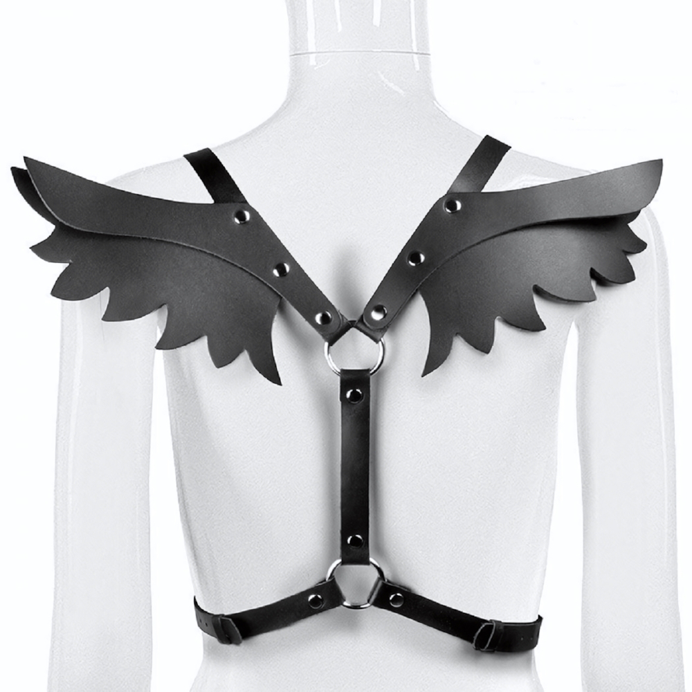 Портупея с крыльями NotabuBDSM кожа черная