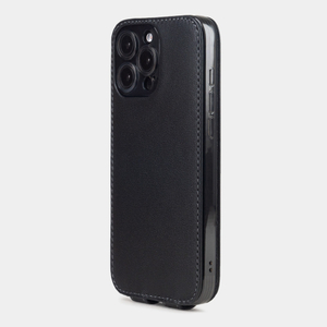 Кожаный чехол для iPhone 16 Pro, теленок черного цвета