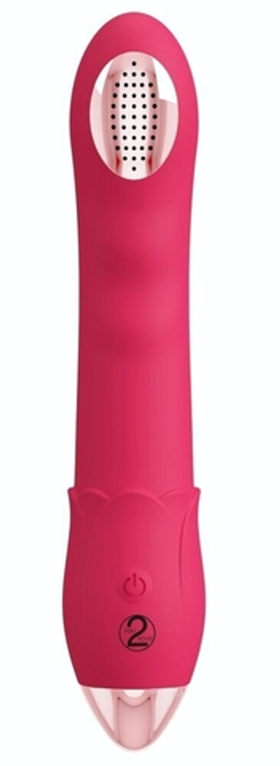 Малиновая насадка на душ с вибрацией Showers to orgasm - 20,1 см. (Цвет: малиновый)
