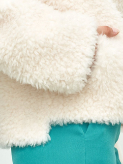 Шуба чебурашка тедди из шерсти, белая, SilverFox