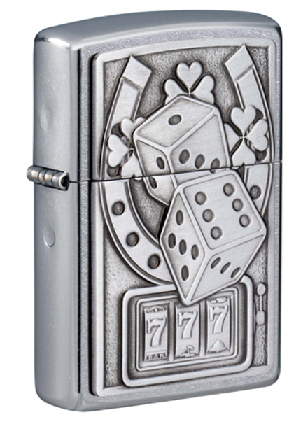 49294 Зажигалка ZIPPO Lucky 7 Street Chrome, латунь/сталь, серебристая, 38x13x57 мм