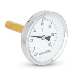 Термометр VARMEGA биметаллич. с погр. гильзой 63 мм, 120гр.С, штуц.50 мм, 1/2quot;, VMMT01-635004