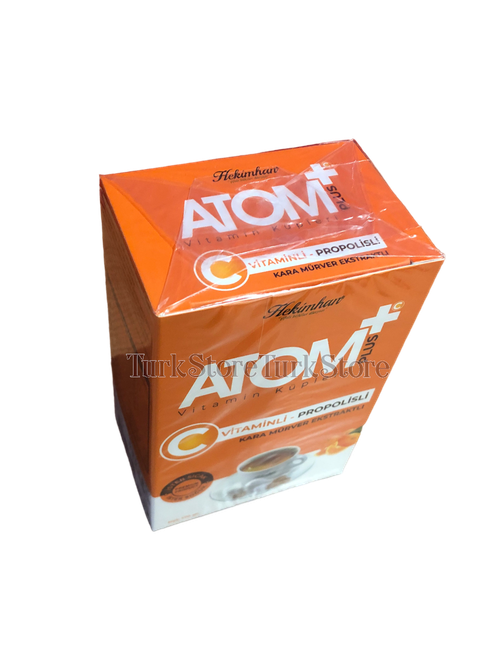 Чай прессованный Atom Plus с витамином C, прополисом и с экстрактом чёрной бузины 150 гр