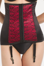 Роскошный корсетный пояс на крючках (Размер: 2X) (Цвет: черный с красным)