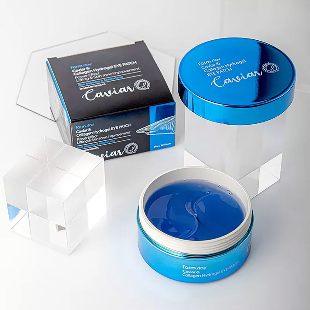 Farm Stay Caviar & Collagen Hydrogel Eye Patch гидрогелевые патчи для области вокруг глаз с икрой и коллагеном