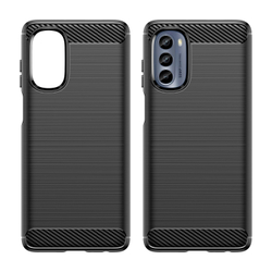 Мягкий чехол с дизайном в стиле карбон для Motorola Moto G62 5G, серия Carbon от Caseport