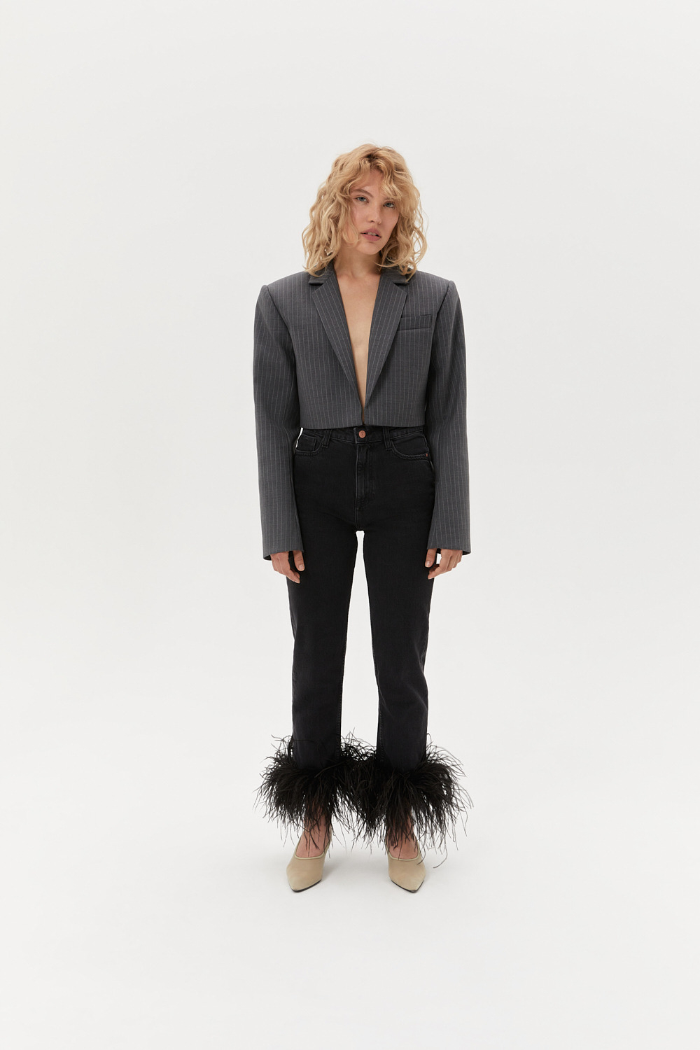 Укороченный жакет ((Money Magnet suit)), серый