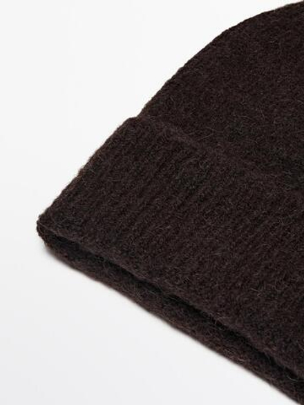 Massimo Dutti Шапка бини из смесовой шерсти, шоколадный