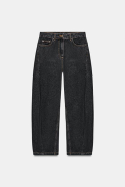 ZARA ДЖИНСЫ ZW COLLECTION ANKLE BALLOON СО СРЕДНЕЙ ПОСАДКОЙ, ЧЕРНЫЙ