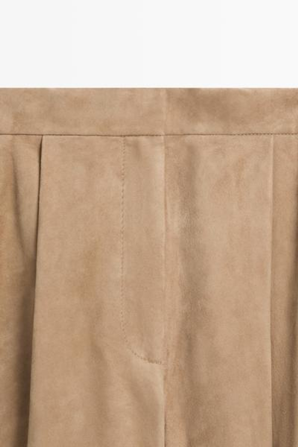 Massimo Dutti Брюки из замшевой кожи с завязками по низу, зеленый