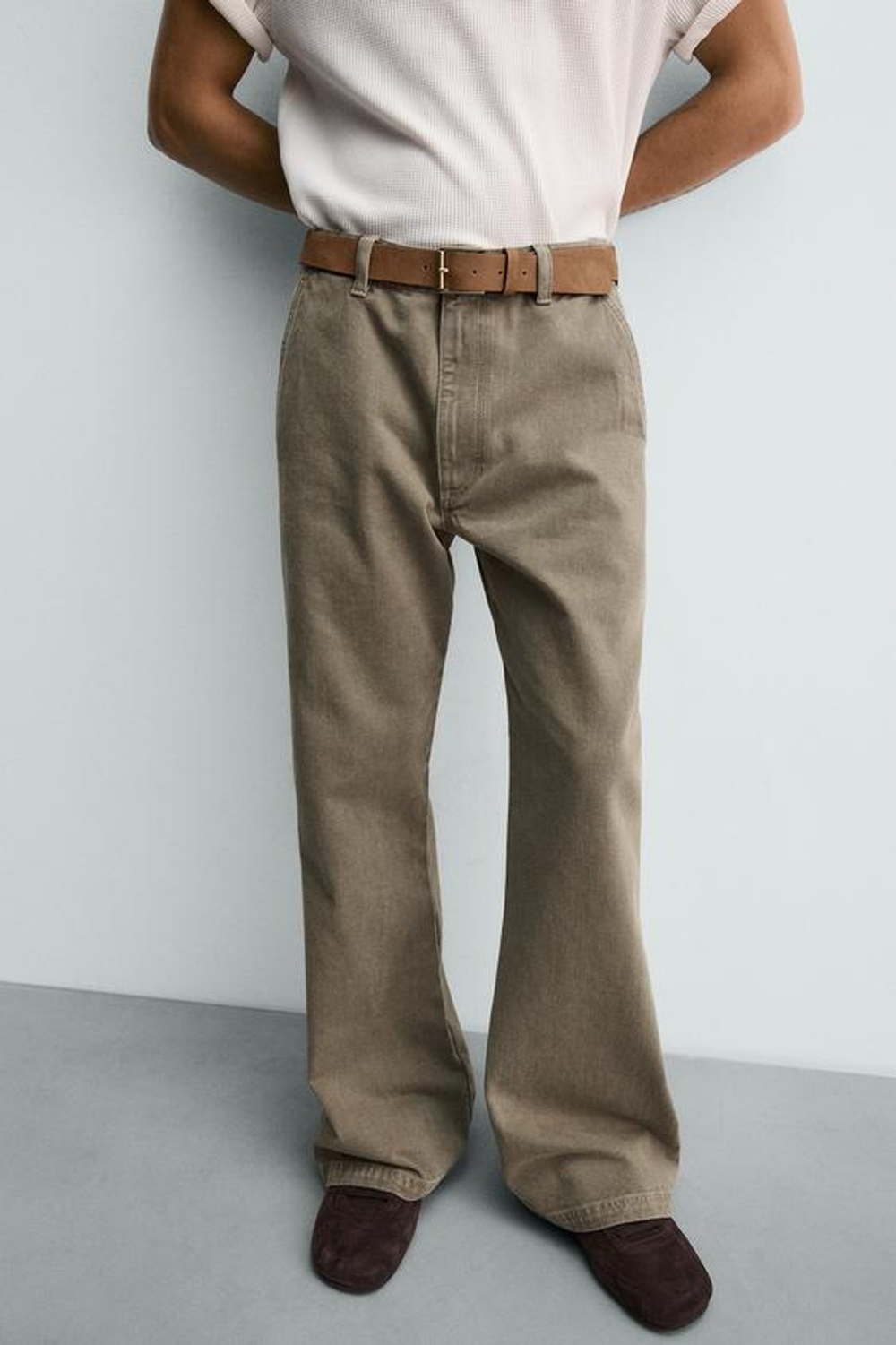 ZARA ДЖИНСЫ CHINO WIDE FLARE FIT, ОХРА