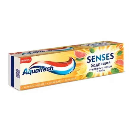 Зубная паста Аквафреш Senses, бодрящий грейпфрут, 75 мл