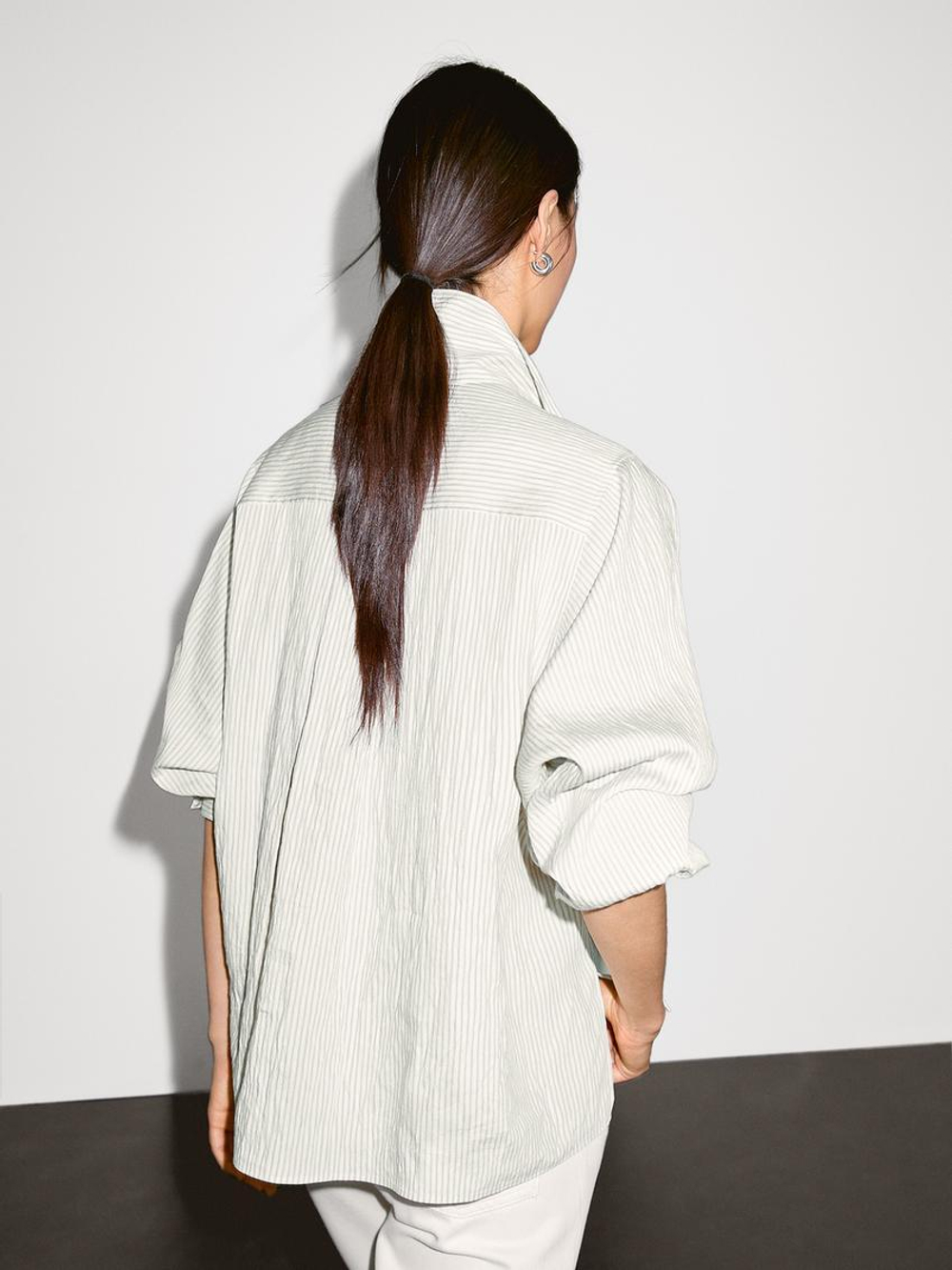 Massimo Dutti Рубашка из струящейся ткани с пуговицами на груди, белый