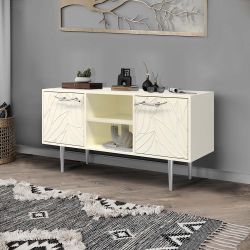 Тумба под ТВ Арт Колор leaves 117см Стайл Сильвер Кремовый белый