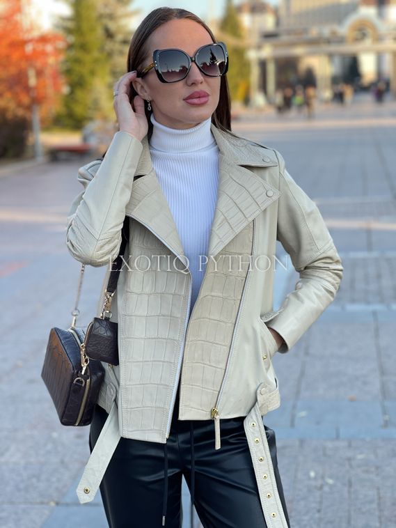 Куртка из кожи крокодила и ягнёнка JT-100