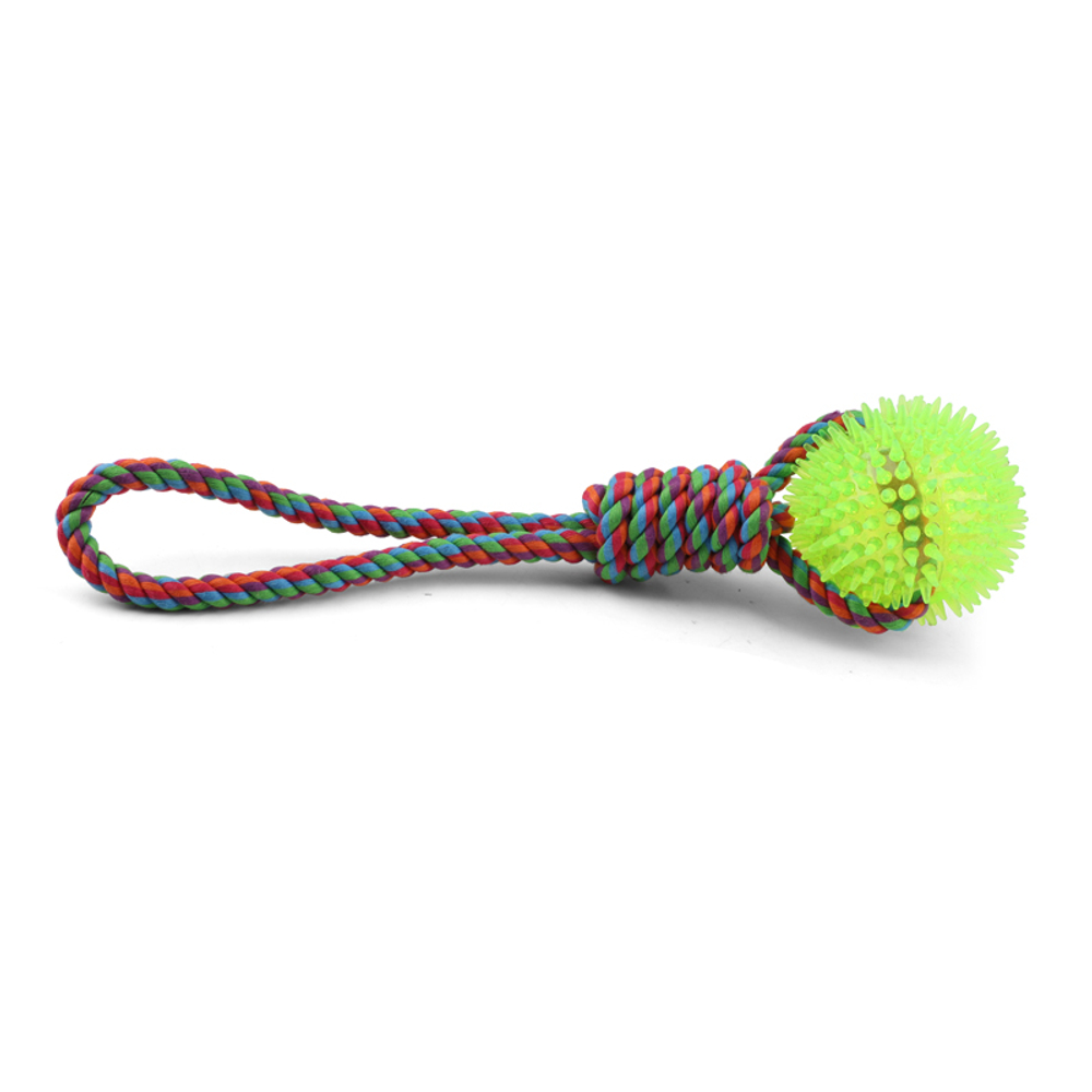 Игрушка для собак "Верёвка с петлёй, мяч игольчатый", d85/340мм, Triol