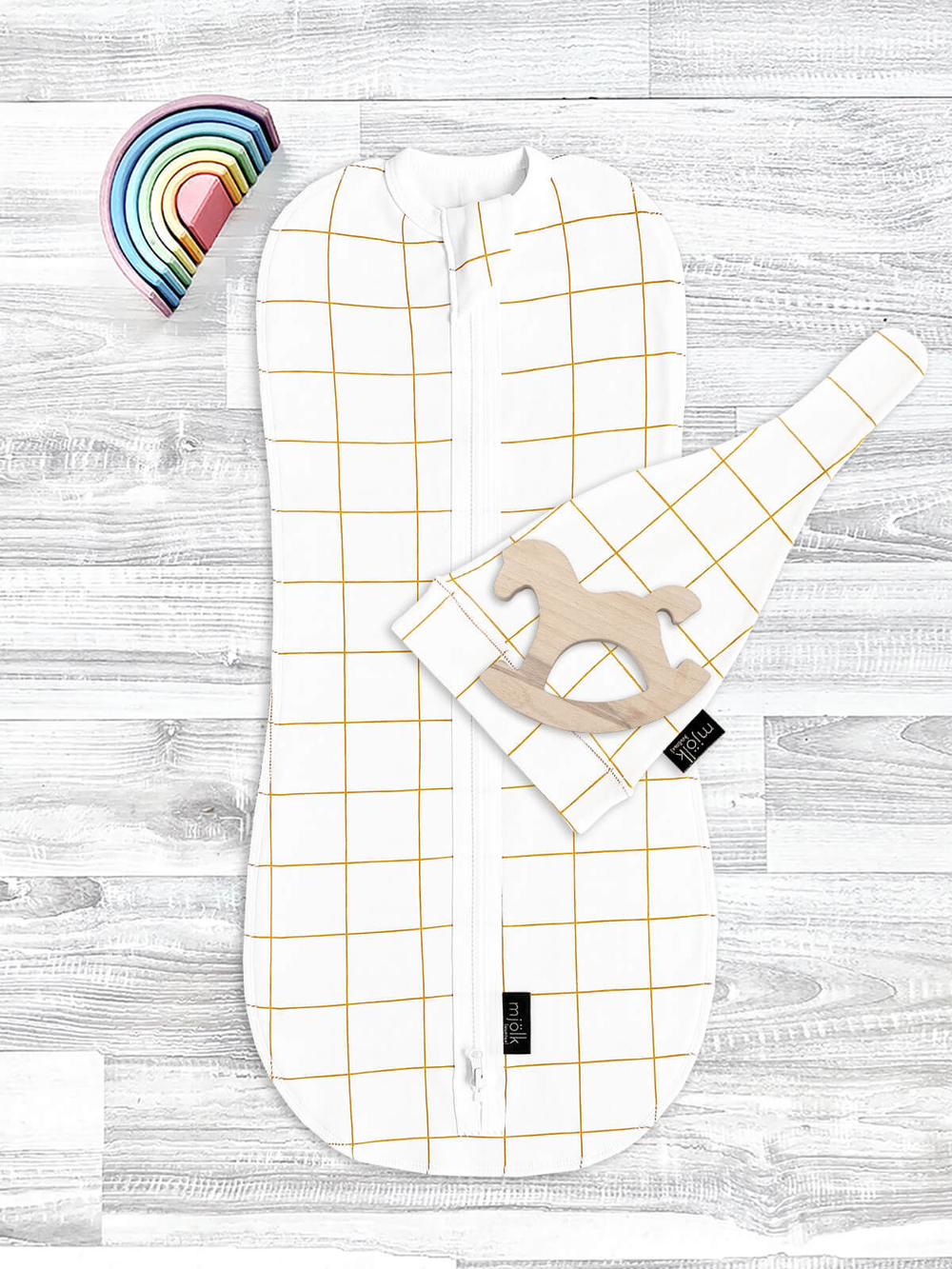 Пеленальный кокон и шапочка Mjölk Клетка