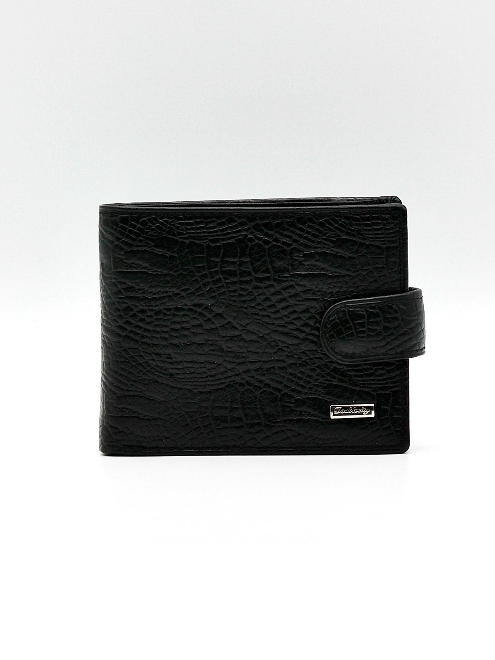Стильный чёрный бумажник со скобой для денег из натуральной кожи Dublecity 068-DC31-16A в подарочной коробке