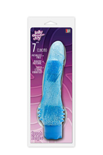 Голубой водонепроницаемый вибратор JELLY JOY ROUGH RIDGES MULTISPEED VIBE - 18 см. (Цвет: голубой)