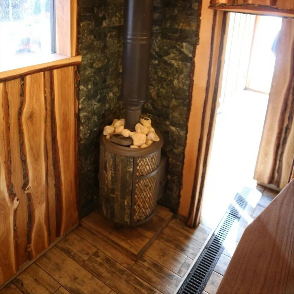 Печь банная «Атмосфера L» комбинированная сетка-ламель «Змеевик»