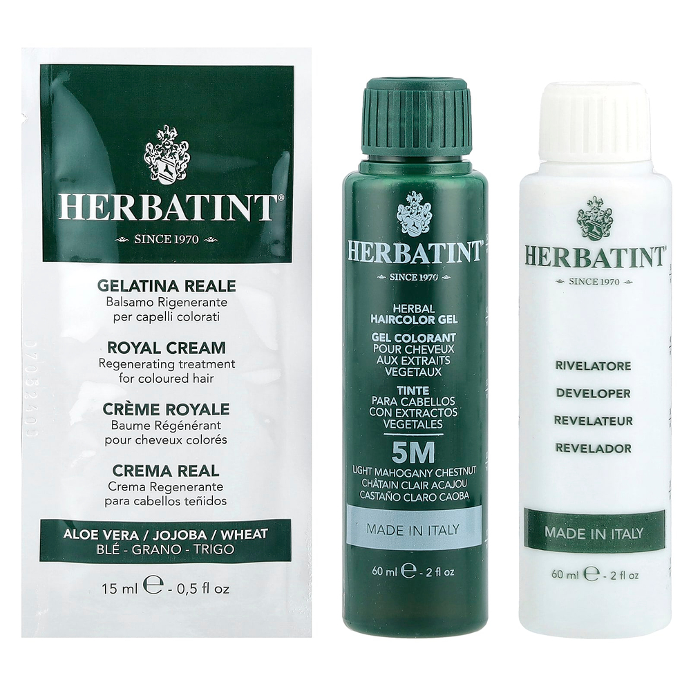 Herbatint, Стойкая гель-краска для волос, 5M, светлый каштан, красное дерево, 135 мл (4,56 жидк. Унции)