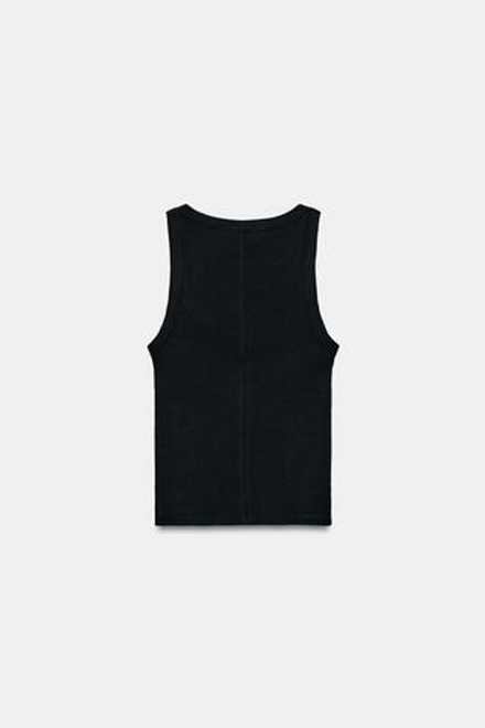 ZARA ТОП В РУБЧИК БЕЗ РУКАВОВ, ЧЕРНЫЙ