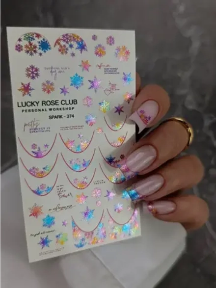 Lucky Rose Слайдеры наклейки для длинных ногтей 374