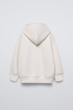 ZARA ХУДИ ИЗ МАХРОВОЙ ТКАНИ С НАДПИСЬЮ, ЭКРЮ