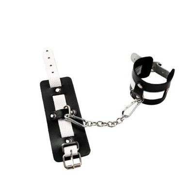 Черно-белые кожаные оковы (Цвет: черный с белым)