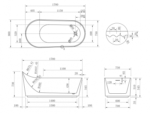 Акриловая ванна ABBER AB9445MW белая матовая