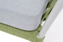 "Диего" кресло плетеное из роупа, каркас алюминий светло-серый (RAL7035) муар, роуп салатовый меланж круглый, ткань светло-серая