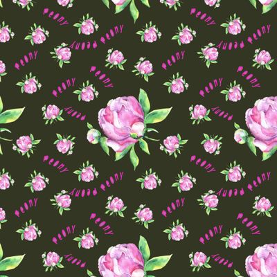 Пионы на черном фоне