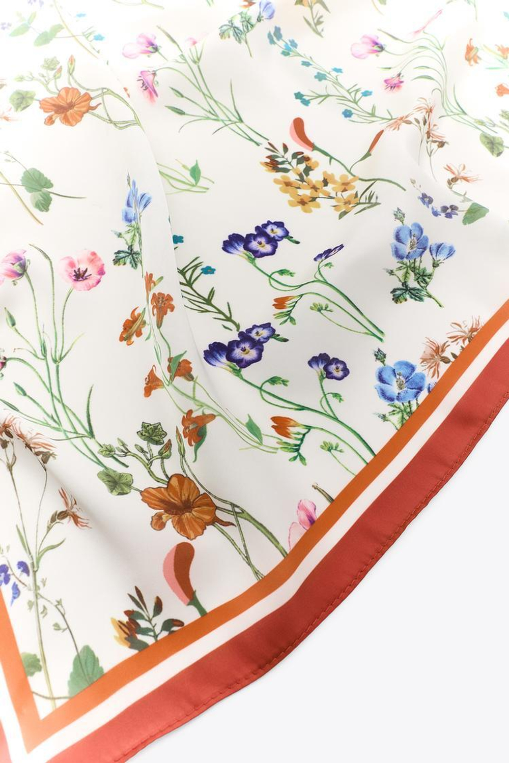 ZARA ПЛАТОК С ПРИНТОМ ЦВЕТОВ С КОНТРАСТОМ, ЭКРЮ