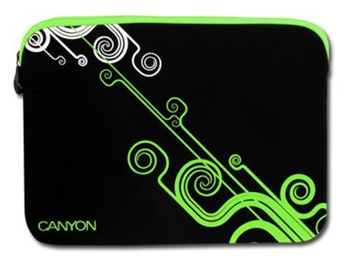 Чехол для нетбука 10" Canyon, синтетический материал, черный/зеленый (CNR-NB21G)