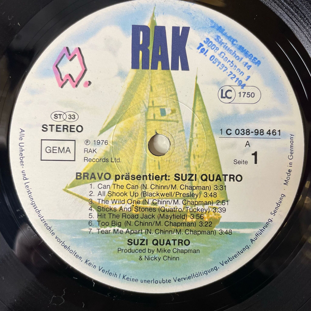 Винтажная виниловая пластинка LP Suzi Quatro Bravo Prasentiert (Germany 1976) Hit The Road Jack