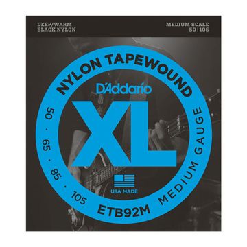 Струны для бас-гитары, Medium, 50-105, Medium Scale, D'Addario ETB92M Tapewound