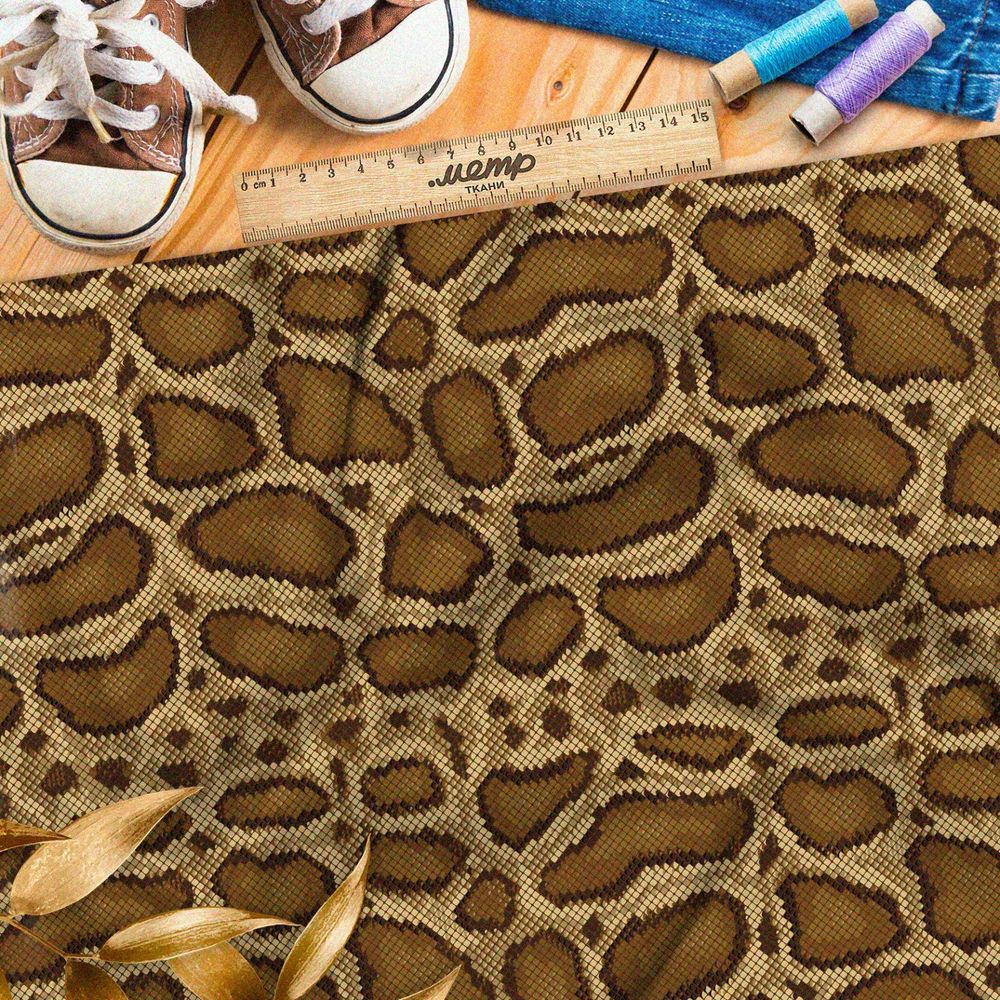 Ткань атлас коричневый питон в пикселях