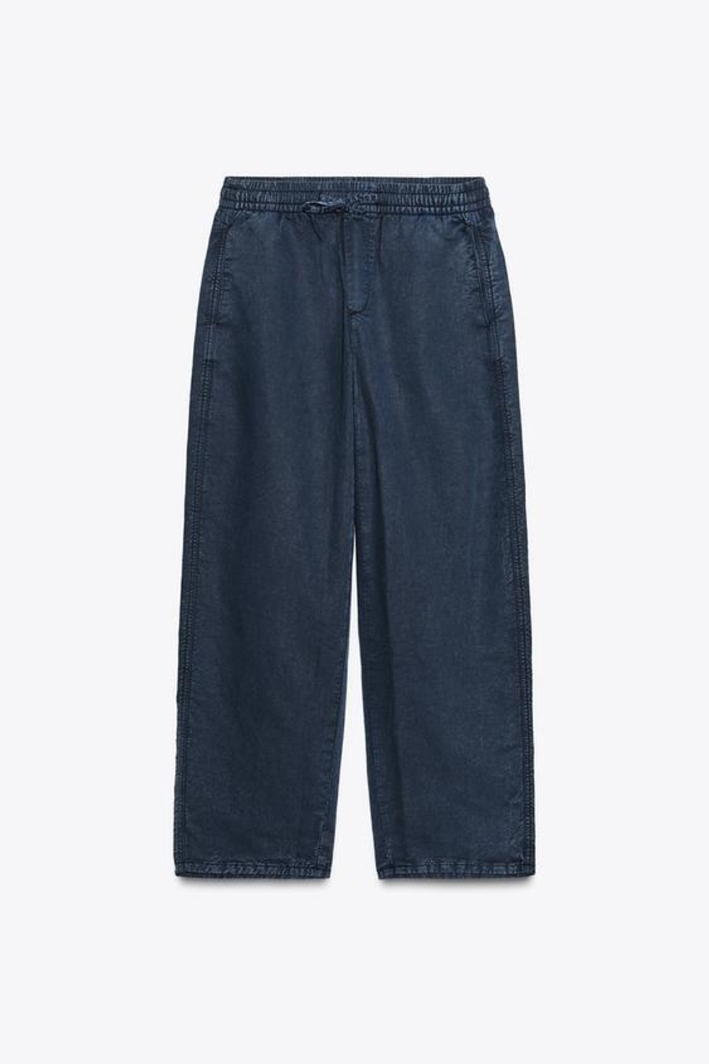 ZARA БРЮКИ-ДЖОГГЕРЫ С ОТДЕЛКОЙ ШВАМИ, СИНИЙ