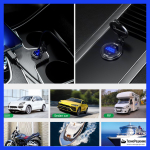 Гнездо зарядное в алюминиевом корпусе, USB + Type C + указатель мощности