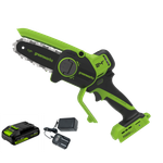 Цепная мини-пила аккумуляторная Greenworks CS2410A, 24V, 10см, бесщёточная, с автоматической смазкой цепи, c 1хАКБ 4Ач и ЗУ (CS2410AUB)