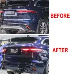 Диффузор заднего бампера с насадками на выхлоп для Jaguar F-Pace 2021+ Ягуар