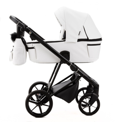 Детская универсальная коляска Adamex Vasco Deluxe V-SA1 2 в 1, Белая Эко-кожа