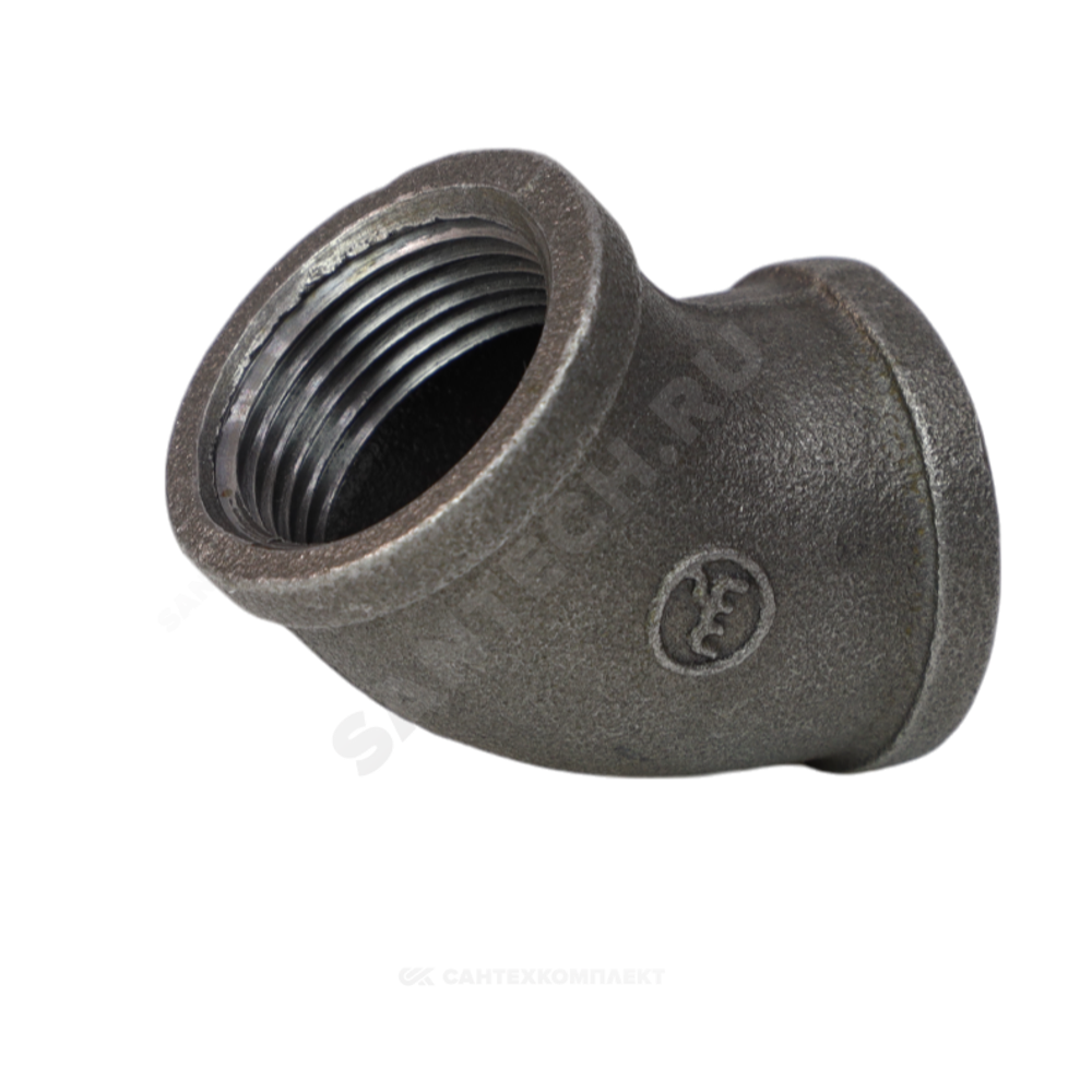 Угольник чугун Ду 32 (1 1/4") ВР/ВР 45гр Fittex PLUS