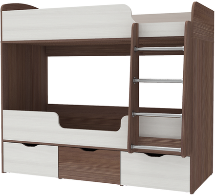 Кровать двухъярусная КарИВи Малыш Двойняшка Бодего Темный Белое Дерево