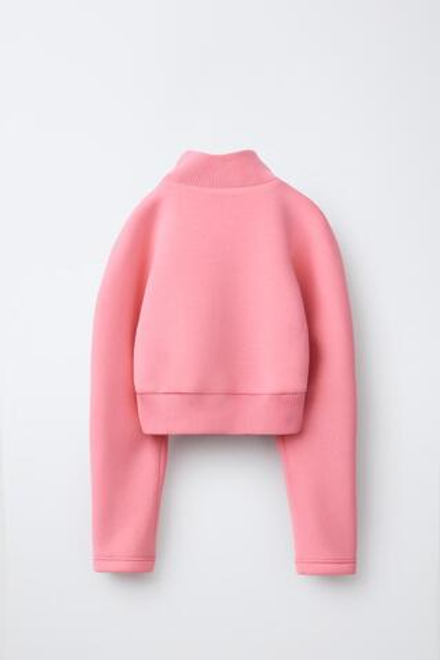 ZARA КУРТКА ИЗ НЕОПРЕНА В РУБЧИК, РОЗОВЫЙ